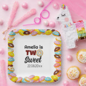 かわいい&カラフル2つのスイートドーナツ2nd誕生日の女の子 ペーパープレート (パーティー)