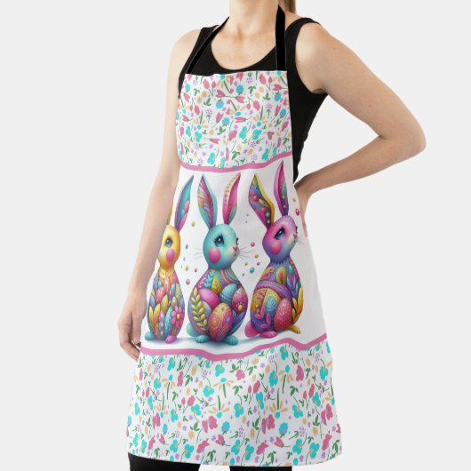 かわいい，カラフル3イースターバニー エプロン (インサイチュ)