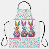 かわいい，カラフル3イースターバニー エプロン (正面)