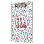 かわいい，カラフル3イースターバニー クリップボード (左)