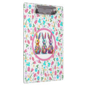 かわいい，カラフル3イースターバニー クリップボード (右)