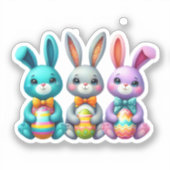かわいい,カラフル3イースターバニー シール (正面)
