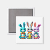 かわいい,カラフル3イースターバニー マグネット (正面/裏面)