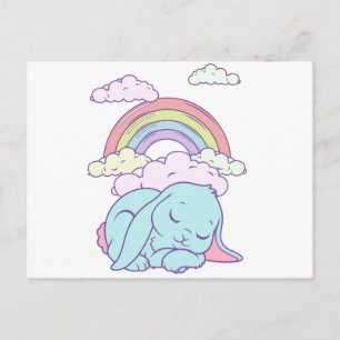 かわいい カラフル うさぎ ラビット 虹 ポストカード