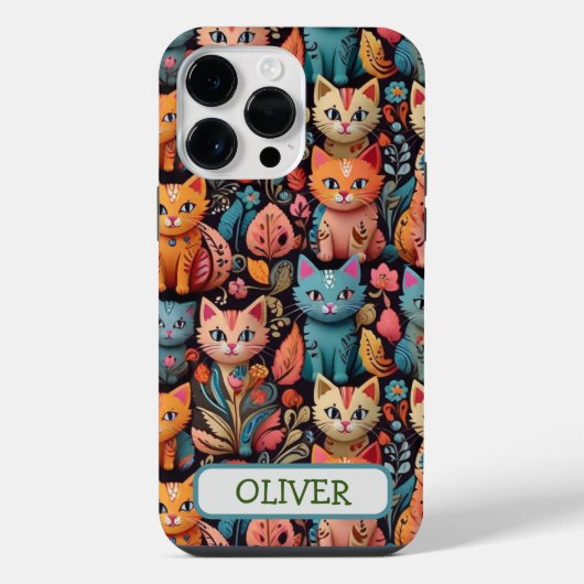  かわいい カラフル な 幻想的な 子猫 iPhoneケース (裏面)