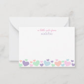 かわいい カラフル ハート ガーリー スクリプト ステーショナリー ノートカード (正面)