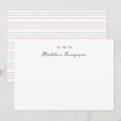 かわいい カラフル ハート スクリプト ステーショナリー ノート カード (正面/裏面)