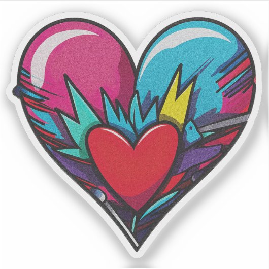 かわいい カラフル ハート ステッカー - バレンタイン ステッカー シール (正面)