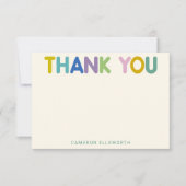 かわいい カラフル ファンシー モダン タイポグラフィ オーダーメイド サンキューカード (正面)