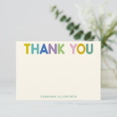 かわいい カラフル ファンシー モダン タイポグラフィ オーダーメイド サンキューカード (スタンド正面)