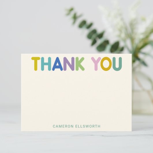 かわいい カラフル ファンシー モダン タイポグラフィ オーダーメイド サンキューカード (スタンド正面)