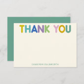 かわいい カラフル ファンシー モダン タイポグラフィ オーダーメイド サンキューカード (正面/裏面)