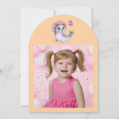 かわいい カラフル フラワー シー ライオン 女の子らしい 子供の誕生日 招待状 (裏面)