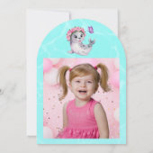 かわいい カラフル フラワー シー ライオン 女の子らしい 子供の誕生日 招待状 (裏面)