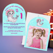 かわいい カラフル フラワー シー ライオン 女の子らしい 子供の誕生日 招待状