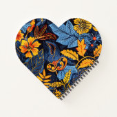 かわいい カラフル ブルー グリーン 花柄 スパイラル ノートブック (裏面)