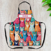 かわいい+カラフル+愛らしい+子猫+オーダーメイド エプロン