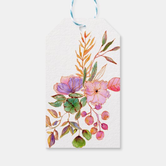 かわいい カラフル 水彩 花 赤ちゃんシャワー オーダーメイド ギフトタグ (裏面)