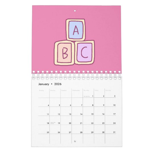 かわいい カレンダー (1月 2026)