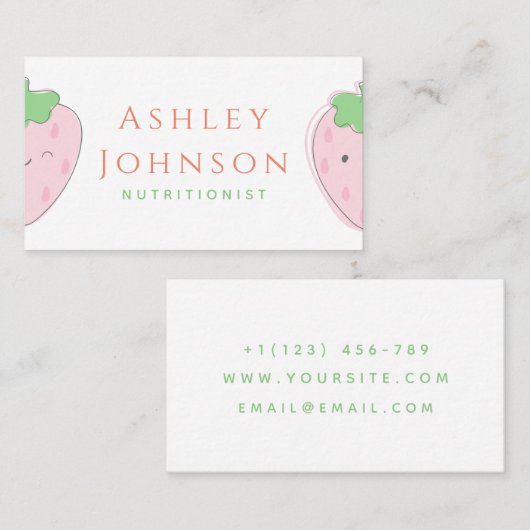 かわいい カワイイ イチゴの栄養士 ダイエット栄養士 フード 名刺 (正面/裏面)