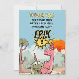 かわいい カートゥーン 恐竜の誕生日 サンキューカード