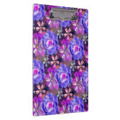 かわいい & ガーリー パープル フラワー パターン トレンディ カラフル クリップボード (右)