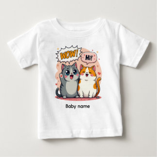 かわいい+キモかわ猫+オーダーネーム+ベビー+高品質天竺+Tシャツ ベビーTシャツ