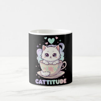 かわいい キャティチュード かわいい 白い子猫 コーヒーマグカップ
