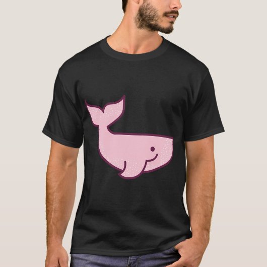 かわいい+キャラクター+ピンクのクジラ Tシャツ (正面)