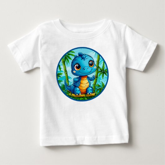 かわいい+キャラクター+恐竜 ベビーTシャツ (正面)