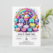 かわいい キャンディー スイート チョコレート バースデー 招待状 (スタンド正面)