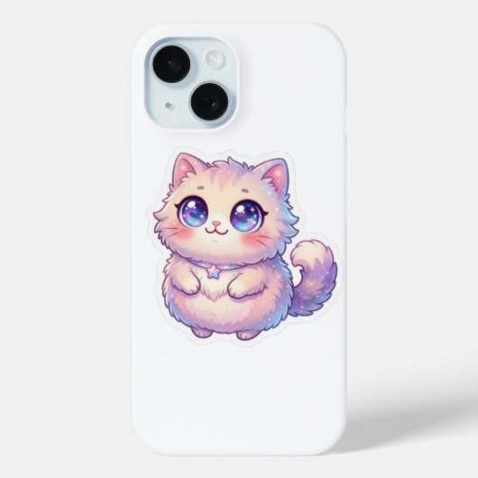 かわいい+キュートな+ふわふわの子猫+星+パステル+ちび Case-Mate iPhoneケース (裏面)