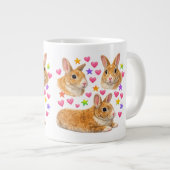 かわいい キュート y2k 虹色 うさぎ ジャンボコーヒーマグカップ (正面右)