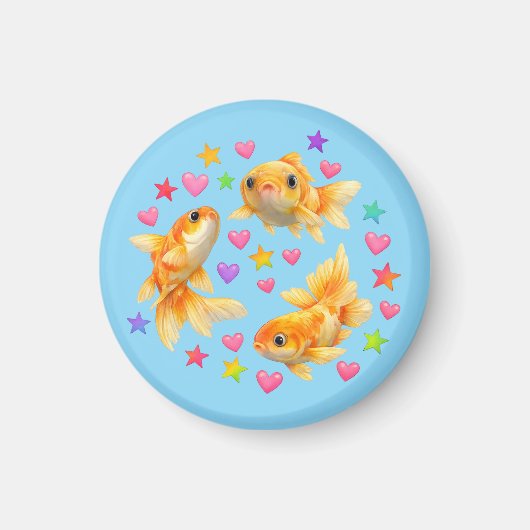 かわいい キュート y2k 虹色 金魚 マグネット (正面)