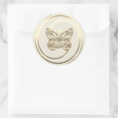 かわいい キラキラ ゴールド バタフライ ラウンドシール (バッグ)
