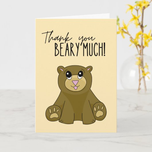 "かわいい"クマのカード カード (黄色い花)