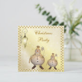 かわいい＆クラシックな雪だるまのクリスマスパーティ 招待状 (スタンド正面)