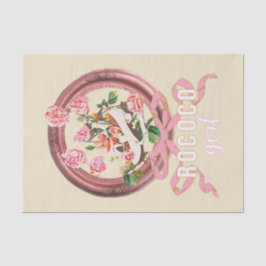 かわいい クラシック ピンク ロココガール ローズ ボウ シューズ 薄葉紙