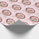 かわいい クラシック ピンク ロココ ガール ローズ ボウ シューズ ラッピングペーパー (角)