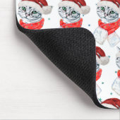 かわいい クリスマス グレー タビー 猫 水彩画 マウスパッド (コーナー)