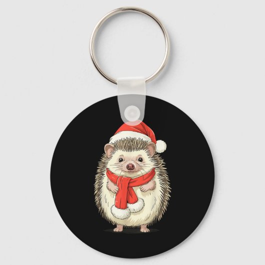 かわいい クリスマス ハリネズミ サンタ キーホルダー (正面)