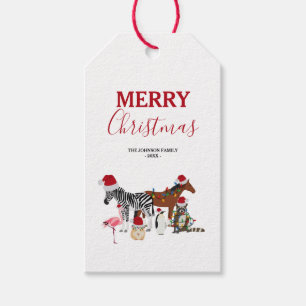 かわいい クリスマス 動物 サンタ 帽子 ライト ギフトタグ