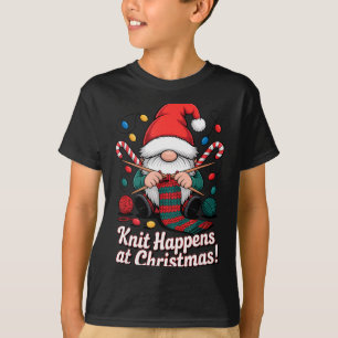 かわいい クリスマス 編み物 グノーム 毛糸 男性用 Xmas Tシャツ