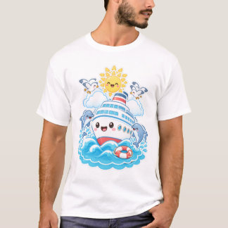 かわいい クルーズ 船 イルカ 海 旅行 Tシャツ