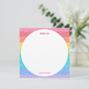 かわいい グリッター レインボー カラフル オーダーメイド 誕生日 サンキューカード