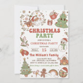 かわいい グルーヴィーなサンタ クリスマスパーティー 招待状 (正面)