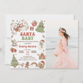 かわいい グルーヴィーなサンタ クリスマス ベイビー シャワーの写真 招待状 (正面)
