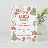 かわいい グルーヴィーなサンタ クリスマス ベイビー シャワー 招待状 (スタンド正面)