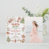 かわいい グルーヴィー サンタ クリスマス ベイビー シャワーの写真 招待状 (スタンド正面)
