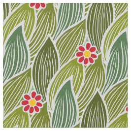 かわいい グルーヴィー ヒッピーの赤と緑のダイシーの花柄 ファブリック